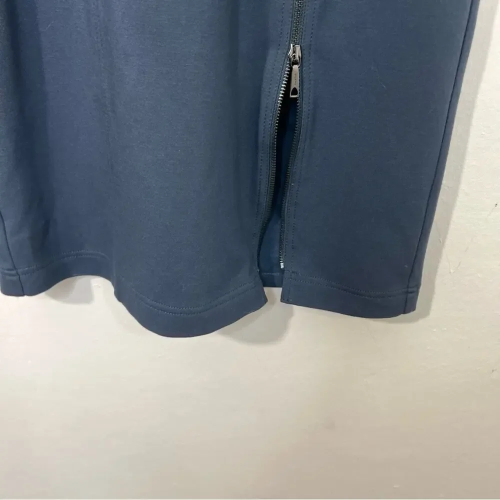 Worth New York Blue Zipper Front Ponte Knit Cuffed Short Sleeve Dress Size 6